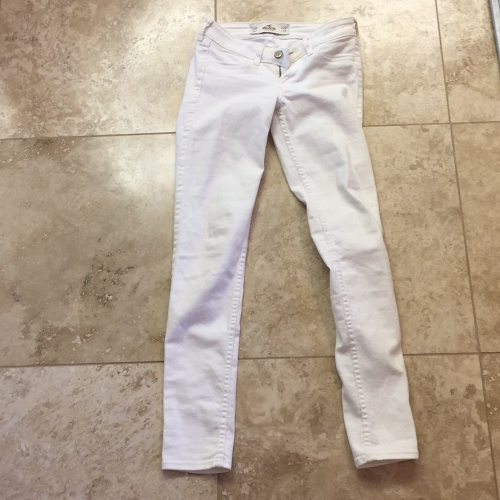White denim hollister skinny jeans